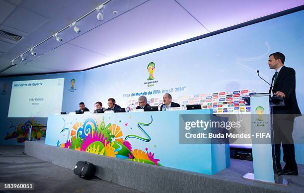 Former football player Ronaldo Luis Nazario, 2014 FIFA World Cup Brazil Organizing Committee Member, FIFA Marketing Director Thierry Weil, FIFA...