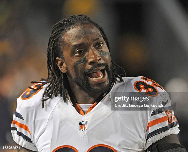 Cornerback Charles Tillman of the Chicago Bears looks on from the sideline during a game against the Pittsburgh Steelers at Heinz Field on September...