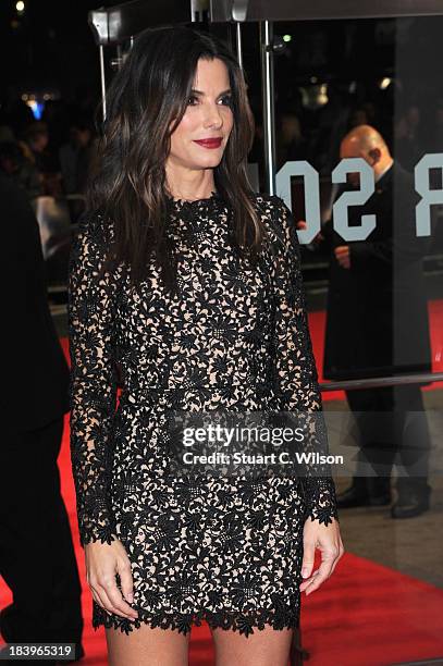 Actress Sandra Bullock attends a screening of "Gravity" during the 57th BFI London Film Festival at Odeon Leicester Square on October 10, 2013 in...