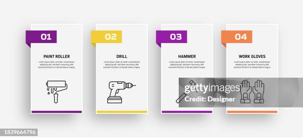construction industry related process infographic template. process timeline chart. workflow layout with linear icons - electrical contractor stock illustrations