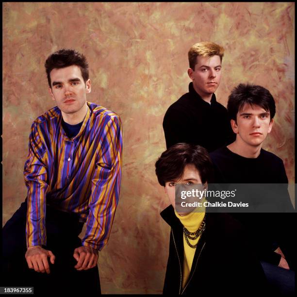 English rock band The Smiths, London, 1984. Left to right: singer Morrissey, guitarist Johnny Marr, bassist Andy Rourke and drummer Mike Joyce.