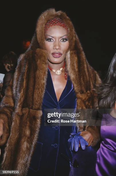 Jamaican singer, actress and model Grace Jones attends the 'Made In Italy' awards ceremony at Cipriani, 42nd Street, New York City, 2000.