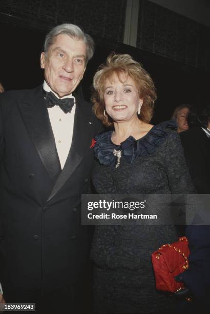 American Republican politician John Warner and American broadcast journalist Barbara Walters attend the 70th anniversary party for 'The New Yorker'...