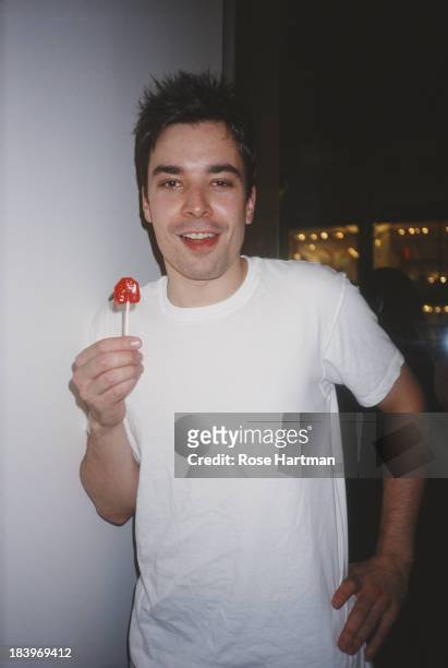 American comedian and and television host Jimmy Fallon attends a Calvin Klein party in New York City, 2001.
