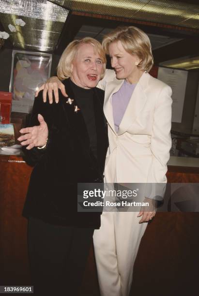 American gossip columnist Liz Smith and American news presenter Diane Sawyer attend the 'For the Love of Literacy' auction benefit at Christie's, New...