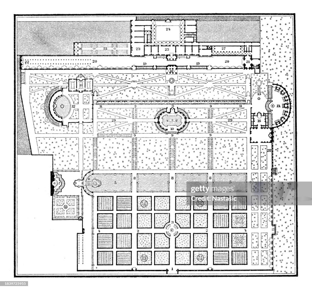 Floor plan of the Villa d'Este, Tivoli near Rome