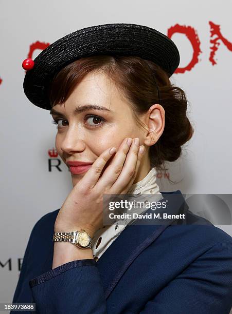 Model poses backstage at the Rimmel London 180 Years of Cool party at the London Film Museum on October 10, 2013 in London, England.