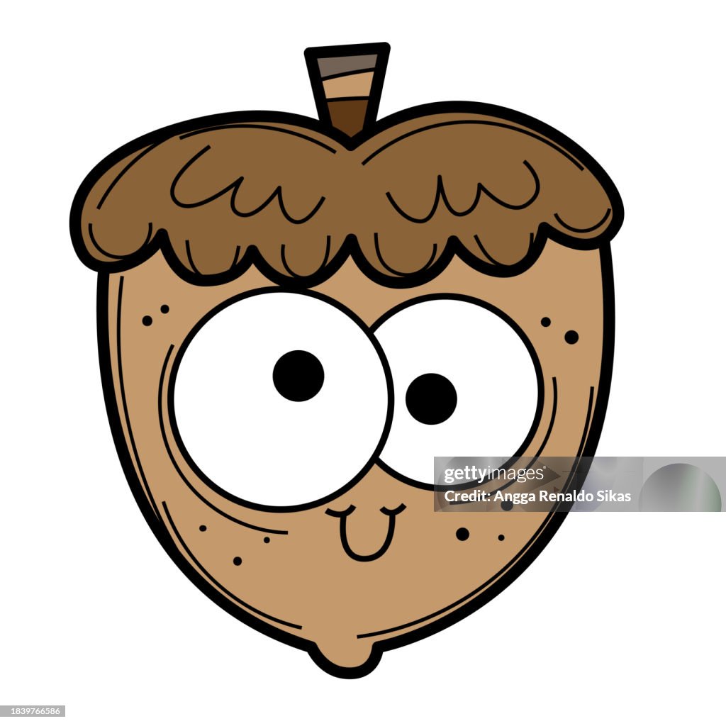 Funny acorn oak nut seed cartoon illustration