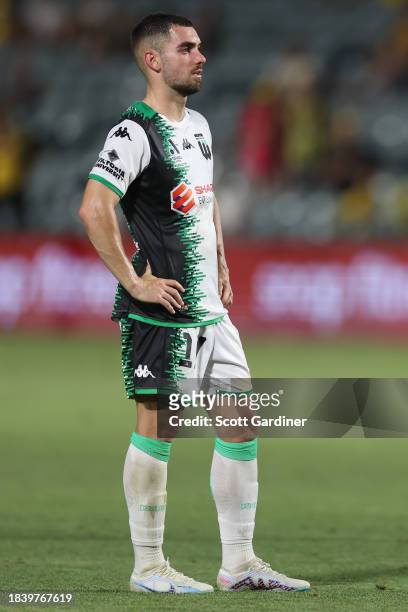 Benjamin Garuccio of Western United reacts to a Alou Kuol of the Mariners goal during the A-League Men round seven match between Central Coast...
