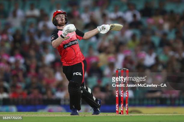 Jordan Cox of the Renegades bats during the BBL match between Sydney Sixers and Melbourne Renegades at Sydney Cricket Ground on December 08, 2023 in...