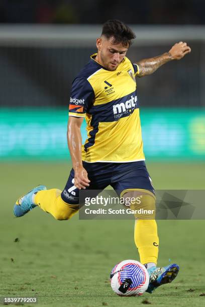 Mikael Doka of the Mariners with the ball during the A-League Men round seven match between Central Coast Mariners and Western United at Industree...