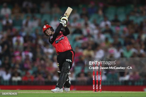 Jake Fraser-McGurk of the Renegades bats during the BBL match between Sydney Sixers and Melbourne Renegades at Sydney Cricket Ground on December 08,...