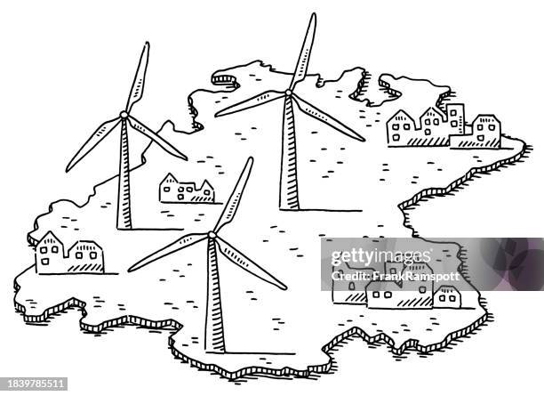 map wind energy cities drawing - city sketch stock illustrations