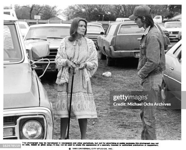 Actress Ellen Burstyn and actor Sam Shepard on set of the Universal Studio movie "Resurrection" in 1980.