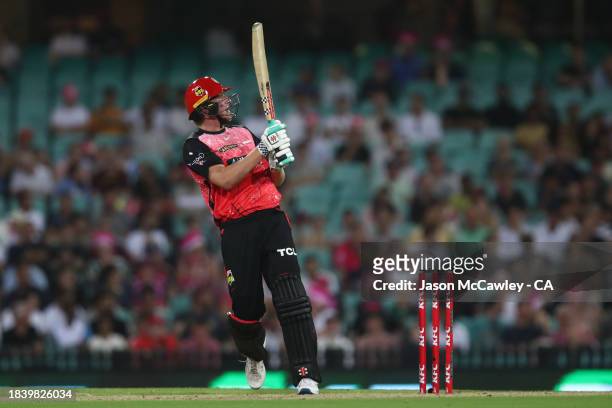 Will Sutherland of the Renegades bats during the BBL match between Sydney Sixers and Melbourne Renegades at Sydney Cricket Ground on December 08,...