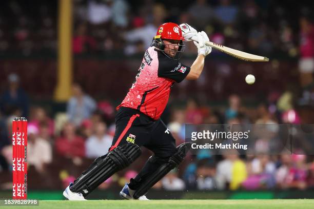 Aaron Finch of the Renegades bats during the BBL match between Sydney Sixers and Melbourne Renegades at Sydney Cricket Ground, on December 08 in...