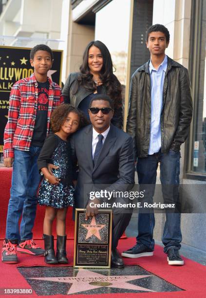 Dylan Edmonds Nicole Patenburg, Brandon Edmonds, Peyton Edmonds and songwriter/producer Kenny "Babyface" Edmonds attend a ceremony honoring Kenny...