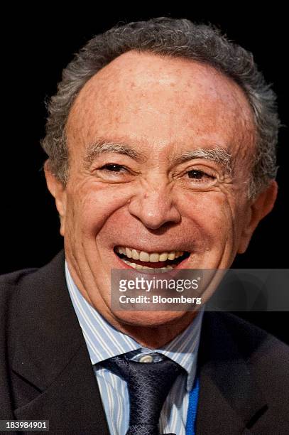 Guillermo Ortiz, chairman of Grupo Financiero Banorte S.A.B. De C.V. And former governor of Mexico's central bank, smiles during the 2013 Bretton...