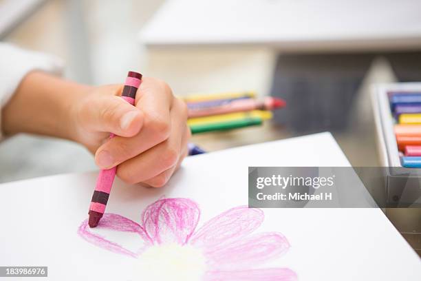 a girl drawn picture  seriously - lapices de colores fotografías e imágenes de stock