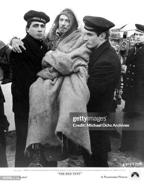 Actor Peter Finch on set of the Paramount Pictures movie"The Red Tent" in 1969.