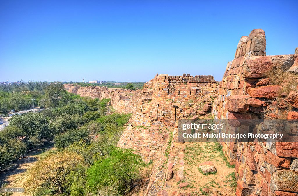 Ruind external walls of Tughlakabad Fort, New Delh