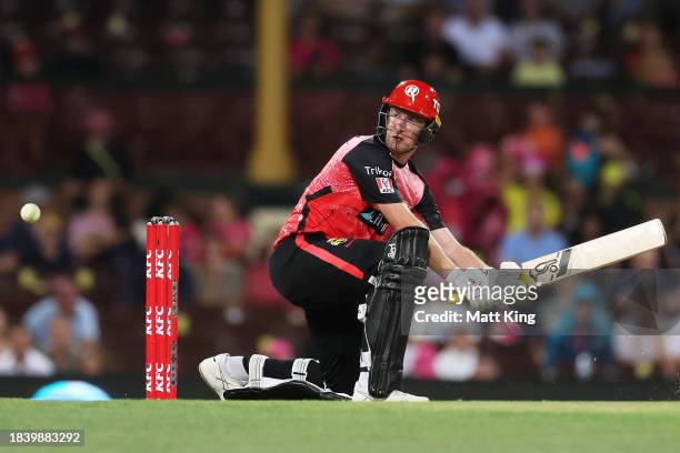 Tom Rogers of the Renegades bats during the BBL match between Sydney Sixers and Melbourne Renegades at Sydney Cricket Ground, on December 08 in...