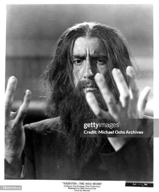 Actor Christopher Lee on set of the 20th Century-Fox movie "Rasputin: The Mad Monk" in 1966.