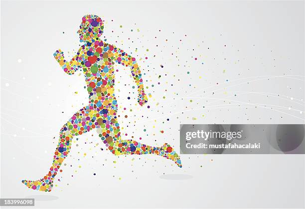 pixel mann läuft - fitness stock-grafiken, -clipart, -cartoons und -symbole