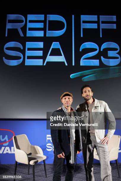 Leigh Singer and Adrien Brody attend the In Conversation with Adrien Brody at VOX cinema during the Red Sea International Film Festival 2023 on...