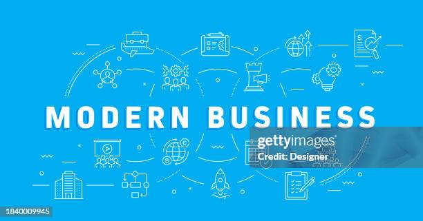 modern business related line style banner design for web page, headline, brochure, annual report and book cover - user acquisition stock illustrations