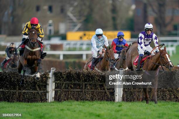 David Noonan riding Castelfort clear the last to win The Betting.Betfair.com 'Introductory' Juvenile Hurdle at Sandown Park Racecourse on December...