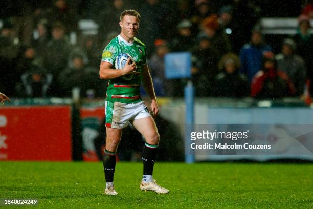 Tom Whiteley of Leicester Tigers looks on during the Gallagher Premiership Rugby match between Leicester Tigers and Newcastle Falcons at Mattioli...