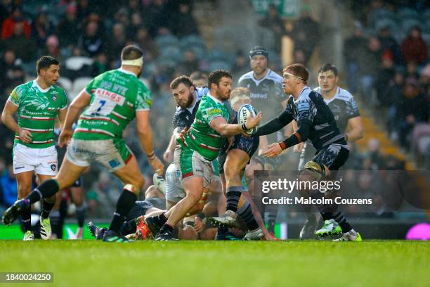 Julian Montoya of Leicester Tigers runs with the ball during the Gallagher Premiership Rugby match between Leicester Tigers and Newcastle Falcons at...