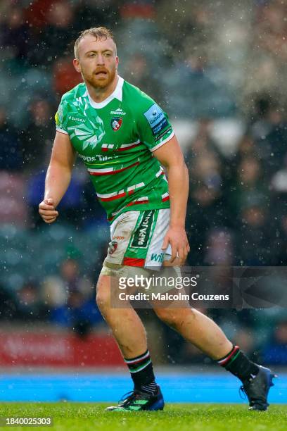 Tommy Reffell of Leicester Tigers looks on during the Gallagher Premiership Rugby match between Leicester Tigers and Newcastle Falcons at Mattioli...