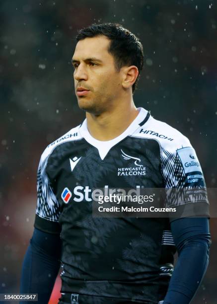 Matias Moroni of Newcastle Falcons looks on during the Gallagher Premiership Rugby match between Leicester Tigers and Newcastle Falcons at Mattioli...