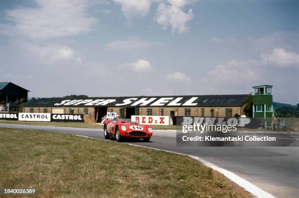 The Tourist Trophy; Goodwood, September 5, 1959. The Scuderia Ferrari 250TR/59 driven to 3rd place by O. Gendebien, P. Hill, C. Allison and T. Brooks.