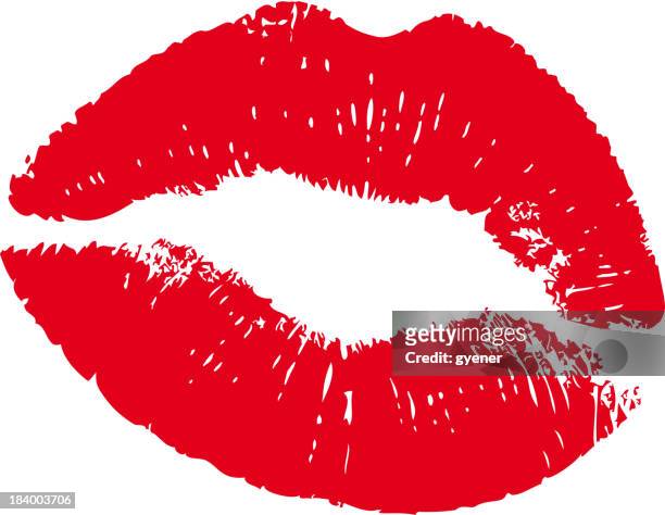 computer image of a kiss in red lipstick - lipstick kiss stock illustrations