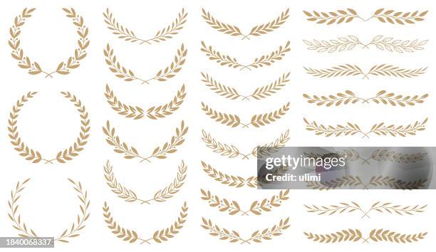 leafy wreaths and dividers - laurel stock illustrations