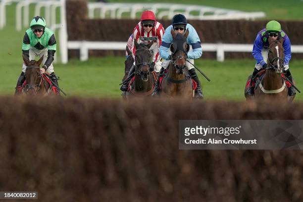 Harry Skelton riding Mount Tempest on their way to winning The Best Odds On The Betfair Exchange Handicap Chase at Sandown Park Racecourse on...