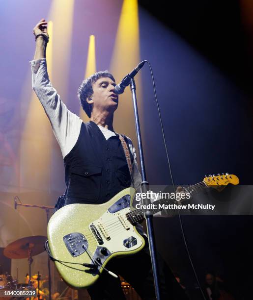 Johnny Marr performs during A Night With The Johnny Marr Orchestra at Factory International on December 07, 2023 in Manchester, England.