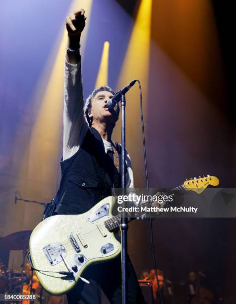 Johnny Marr performs during A Night With The Johnny Marr Orchestra at Factory International on December 07, 2023 in Manchester, England.