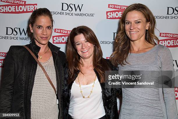 Actress Maxine Bahns, author Linda Meadow and Michelle Lovitt attend the "Do You Speak Shoe Lover? Style And Stories From Inside DSW" book launch...