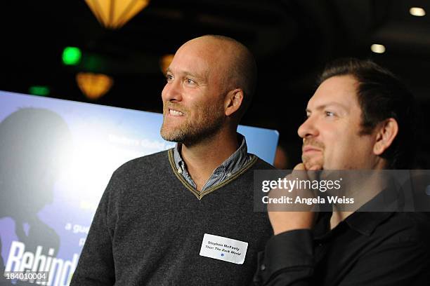 Screenwriters Stephen McFeely and Christopher Yost attend the 'Behind The Screen 2013' WGAW Screenwriters Press Reception at The Capital Grille on...