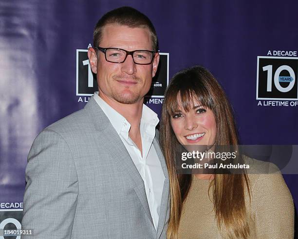 Actor Philip Winchester and his wife Megan Marie Coughlin attend the Wounded Warrior Project's "Carry Forward Awards" at Club Nokia on October 10,...