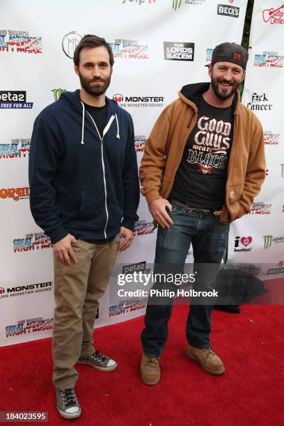 Personalities Justin and Jake Blecha arrive at the VIP opening night party at Rob Zombie's Great American Nightmare held at the Fairplex on October...