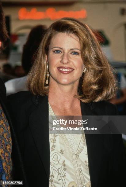 American actress Pam Dawber attends the Westwood premiere of 'Stay Tuned', held at the Mann Village Theatre in the Westwood neighbourhood of Los...