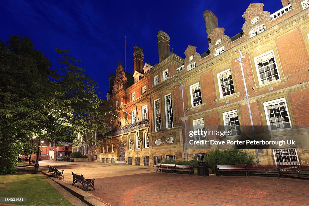 Town hall building at night Leicester