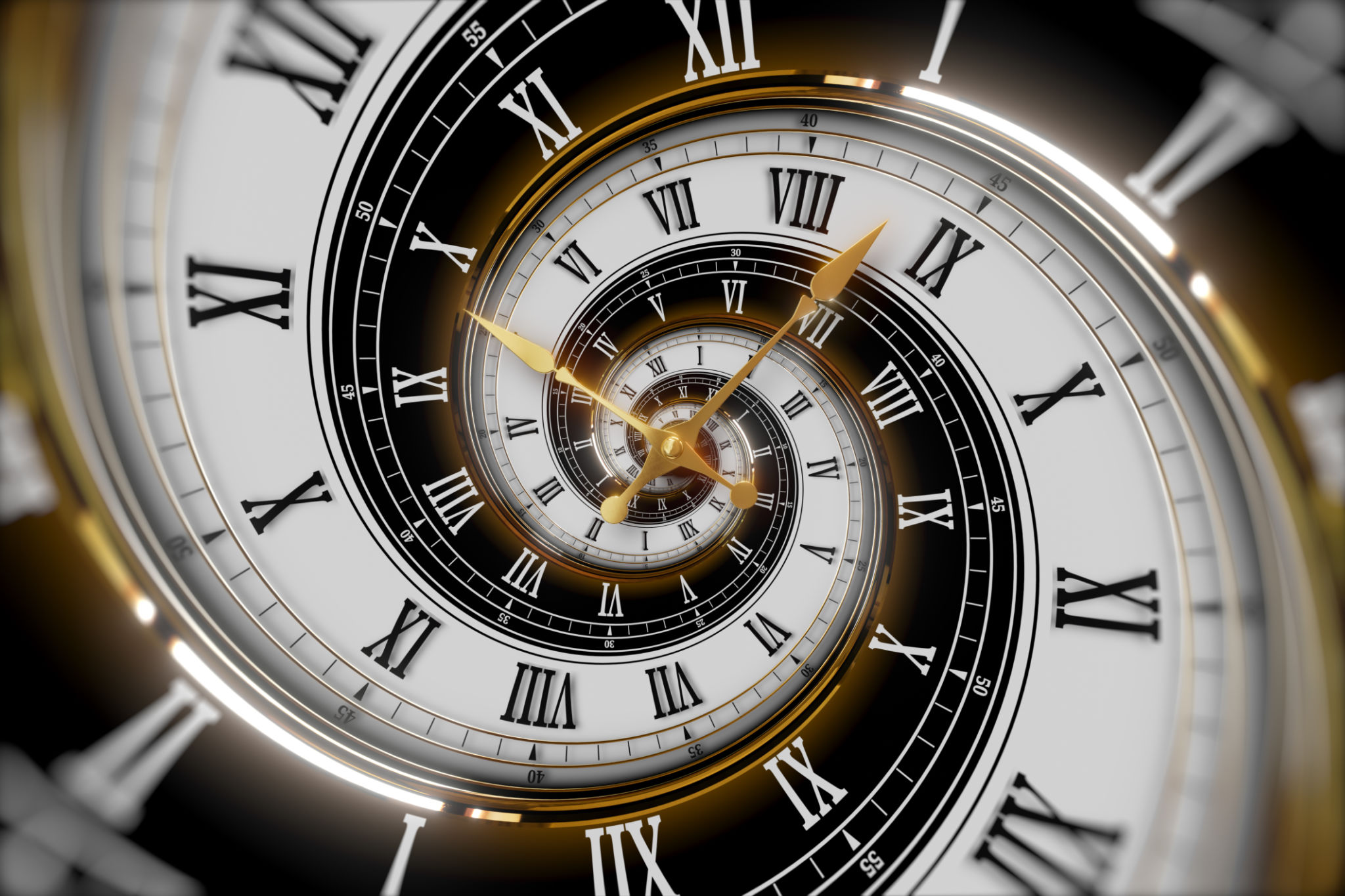 Abstract modern white spiral clock dial. Infinite time concept. Abstract modern white spiral clock dial. Infinite time concept.