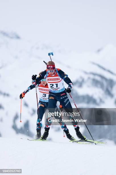 Johannes Thingnes Boe of Norway competes during the Men 10 km Sprint at the BMW IBU World Cup Biathlon Hochfilzen on December 08, 2023 in Hochfilzen,...