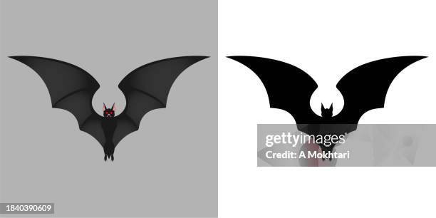 bat icon and illustration. - flying bat stock illustrations